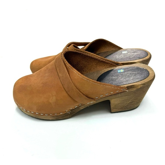 Lottas From Stockholm Swedish Oiled Nubuck Leather Mule Clogs Tan Brown Sz 10.5 - Picture 6 of 15